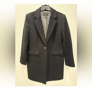 Ann Taylor Black Blazer with Houndstooth Lining Sz S